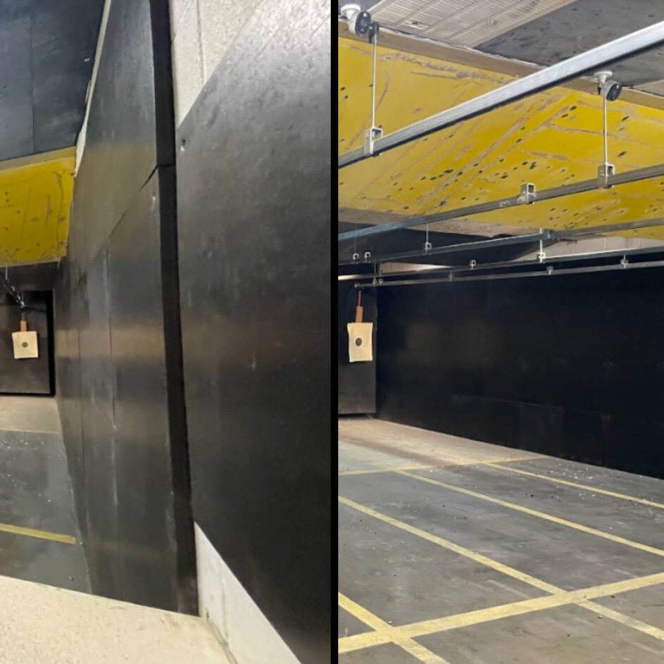 Ballistic rubber sheets and panels down range